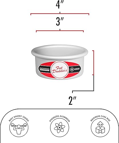 Miniatura 3 de Fat Daddio's PCC-32-2PK - Sartén redonda de aluminio anodizado para tarta de queso con fondo extraíble, 3 x 2 pulgadas, juego de 2