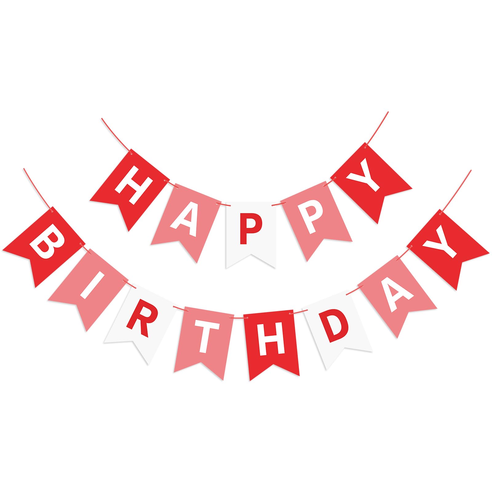 Red Happy Birthday Banner Sign Happy Birthday Bunting Banner Garland for Kids Girl Woman Birthday Tea Party Decorations Bunting Flag Birthday Party