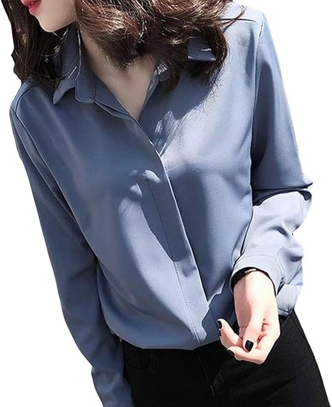 Amazon Baluote レディース シャツ ファッション シャツ 春 秋 長袖 レディース シャツ 無地 通勤 シャツ 通学 シャツ レディース トップス カジュアル シャツ 韓国風 シャツ シャツ ブラウス 通販