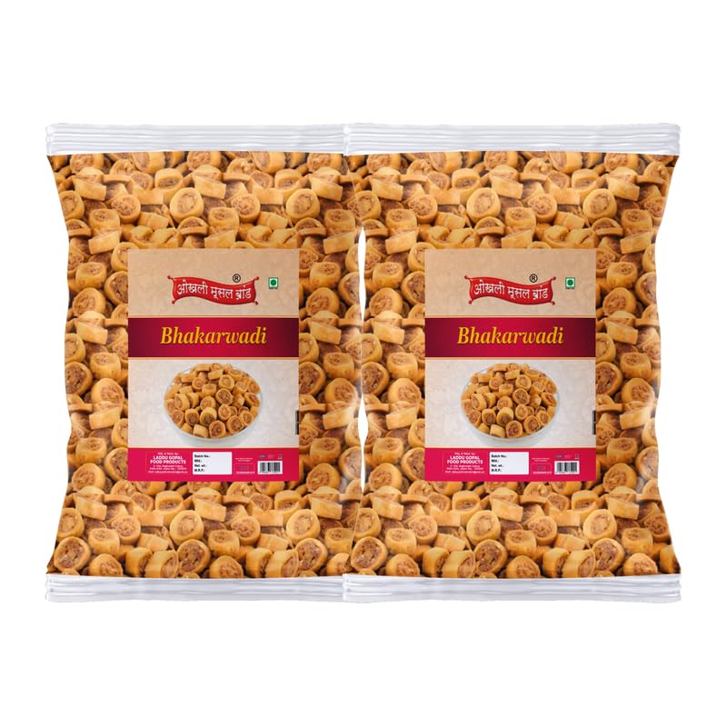 Image of OKHLI MUSAL BRAND Classic Rajasthani Rajwadi Tradition Bhakarwadi Mouth-watering Crunchy, Light and Flavourful Snack| Marwar Bhakarwadi Bikaneri| Tea Chai Party Snack Namkeen Savoury Snack-420g*2Pack