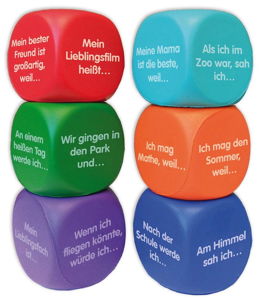 TimeTEX Set Flüster-Würfel 6-TLG. Deutsch Geschichten, 4 cm