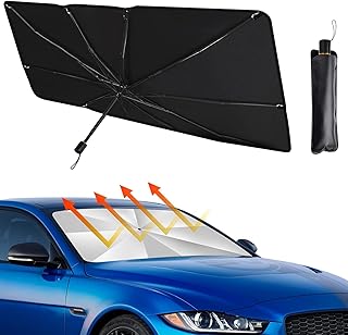 Windshield Sun Shade Umbrella for Car - Foldable Windshield Cover UV Rays Heat Sun Visor Protect Interior (57''L x 31''W)
