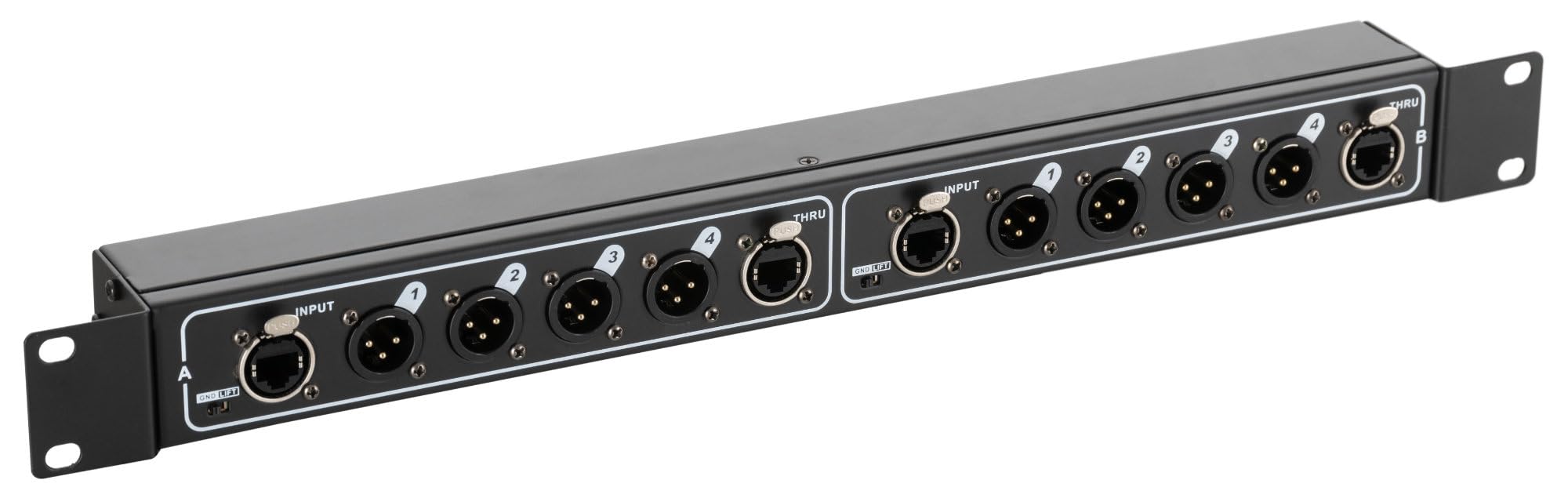 Pronomic NetCore SR-3M Boîtier Multicore Rack M/M Dual - unité rack avec 2x 4 connecteurs XLR (male) et 4x prise RJ45 - pour la transmission de signaux analogiques ou numériques via câble réseau