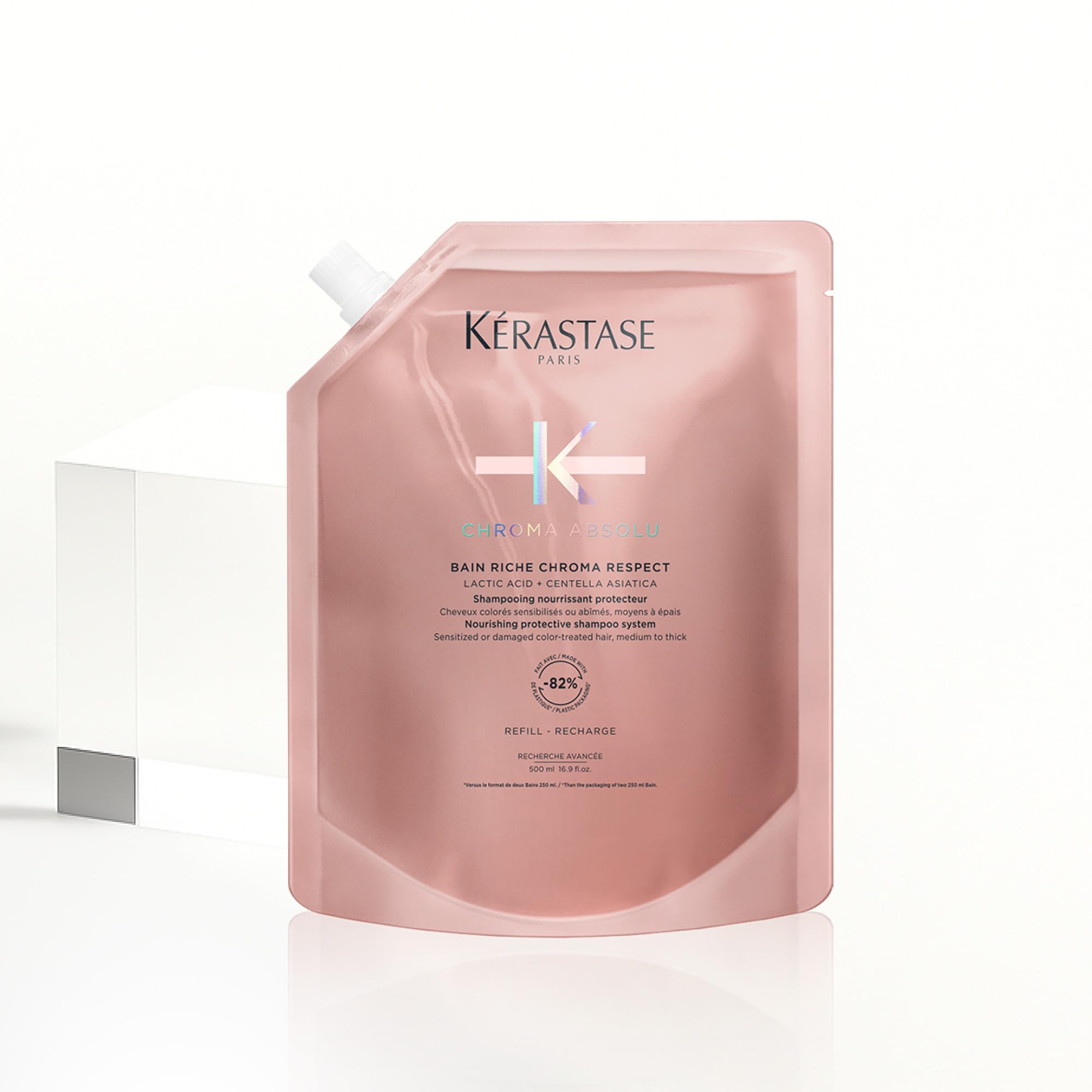 Kérastase, Chroma Absolu, Ricarica Shampoo, Per Capelli Colorati Colore Protetto e Capelli Nutriti, Con Acido Lattico e Acido Tartarico, Bain Riche Chroma Respect, 500 ml