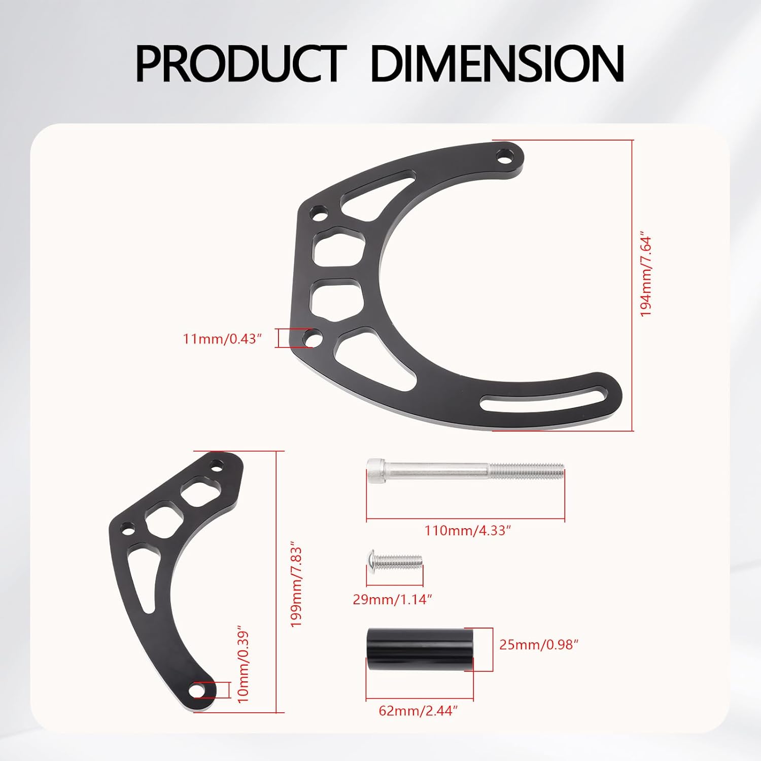 Alternator Bracket Compatible with Chevy Big Block Fits with Short Water Pump or Electric Water Pump Passenger Side Mount Black Anodized Finish