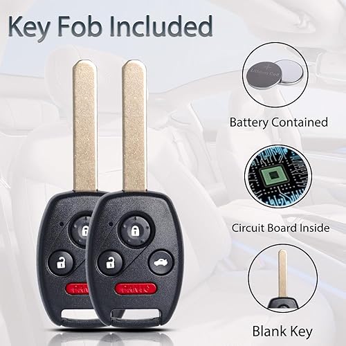 Miniatura 3 de Llavero de entrada sin llave compatible con Honda Civic 2006 2007 2008 2009 2010 2011 2012 2013 Control remoto llave de repuesto 35111-SVA-306