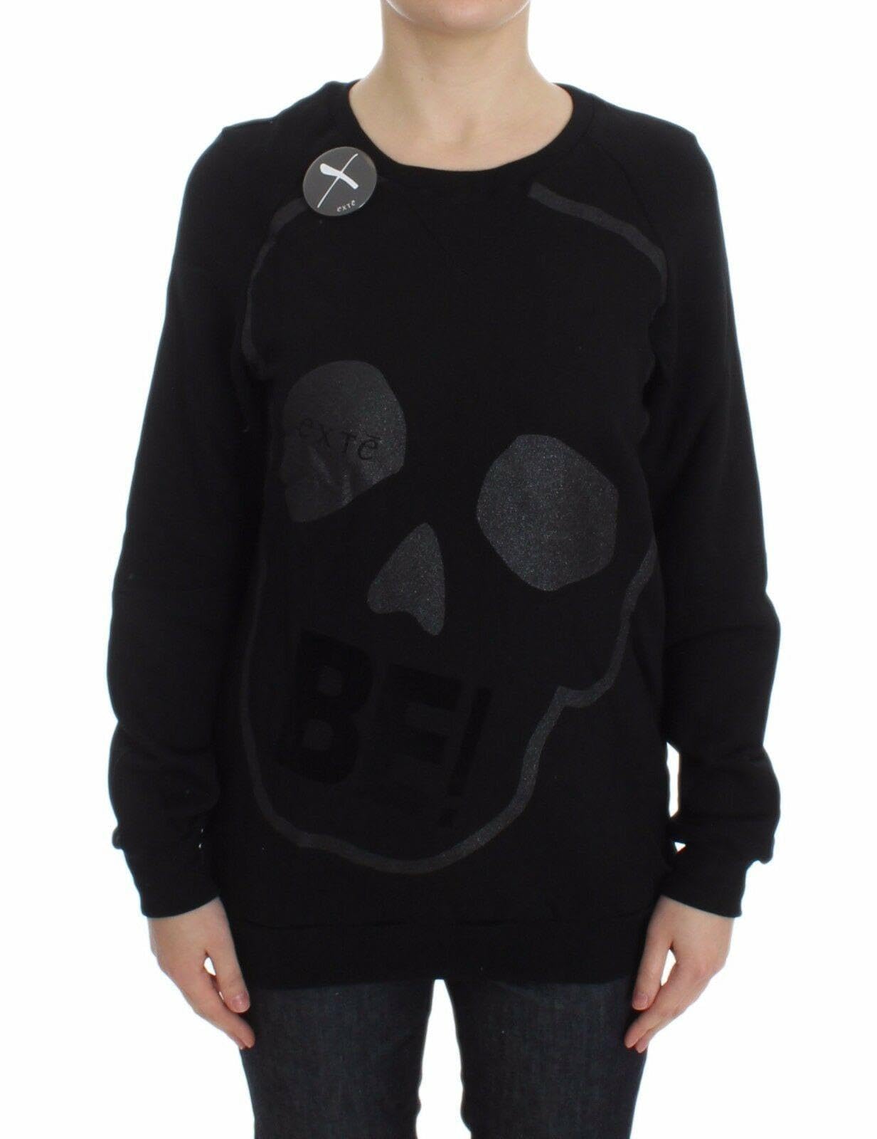 Exte - BEST SELLERS - Black Cotton Motive Print Crewneck Pullover Sweater - IT40|S