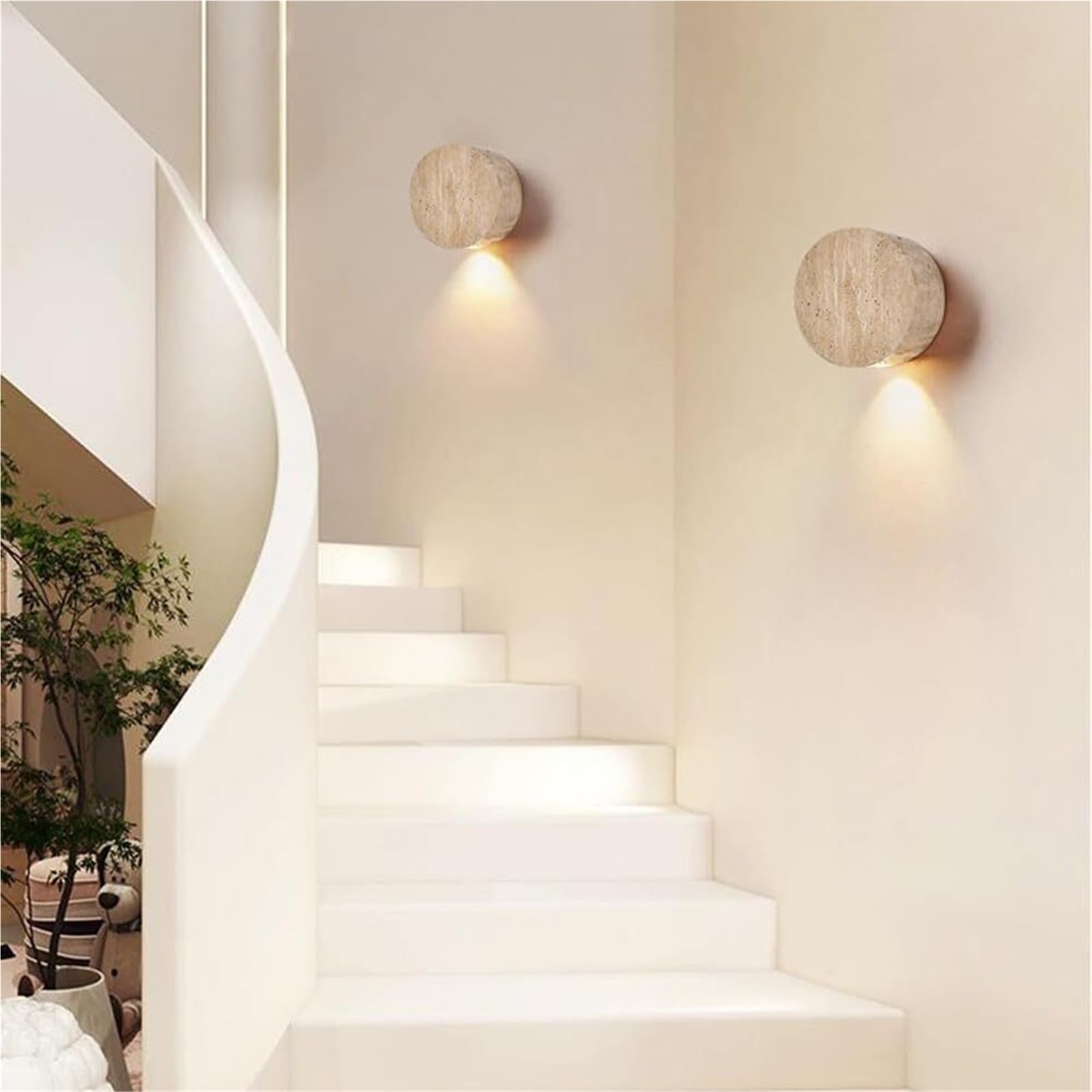 Nowoczesne lampy ścienne kinkiet gniazdo G4 kamień wewnętrzny okrągły trawertyn lampy oprawa przewodowa lampa wewnętrzna do sypialni salonu przedpokoju korytarza
