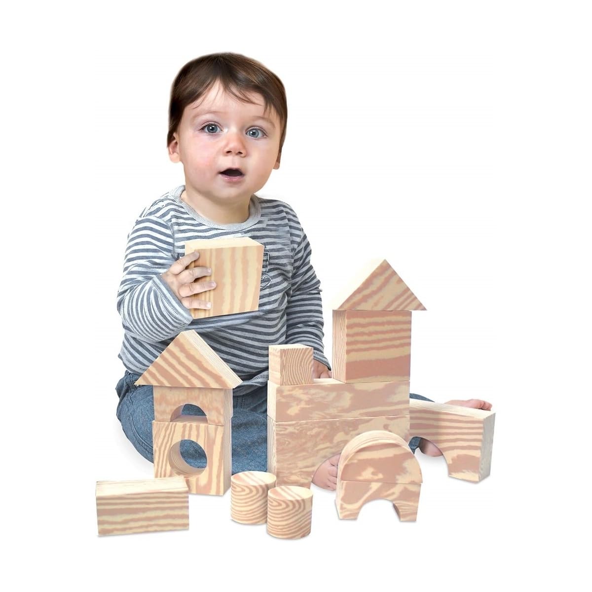 Edushape Wood-Like Soft Blocks, 30 Pieces - Nurture Imagination and Spark Creativity Toys Ideal Birthday Present - for Kids Aged 3+