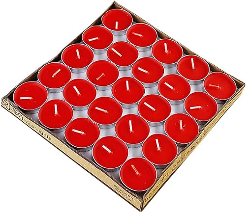 Miniatura 9 de Velas de té, paquete de 50 velas coloridas de cera prensada de parafina de aproximadamente 2 horas de tiempo de combustión para viajes, centro de