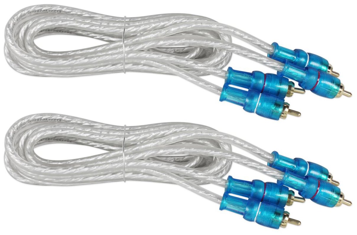 Rockville MRCA6 6-ft Twisted-Pair Marine RCA Interconnect Cables, Tinned OFC Copper Conductors, Waterproof Molded Locking Plugs, 2-Piece