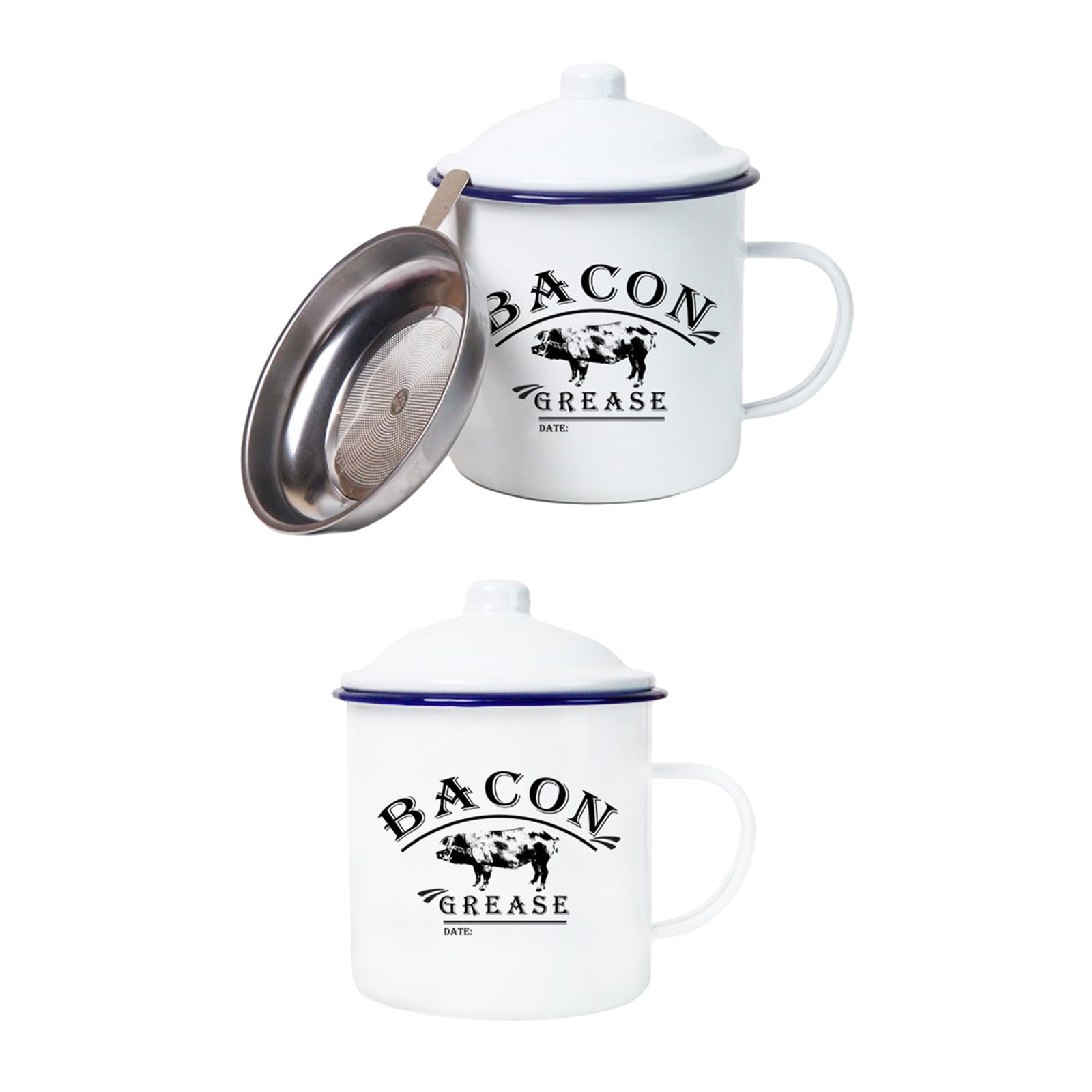 Miniatur Doppelohr Emaille Eintopftöpfe, 1200 ml, großer Lebensmittelbehälter mit Doppelgriff, ideal Aufbewahren von oder Zucker, traditionelle Küchentöpfe