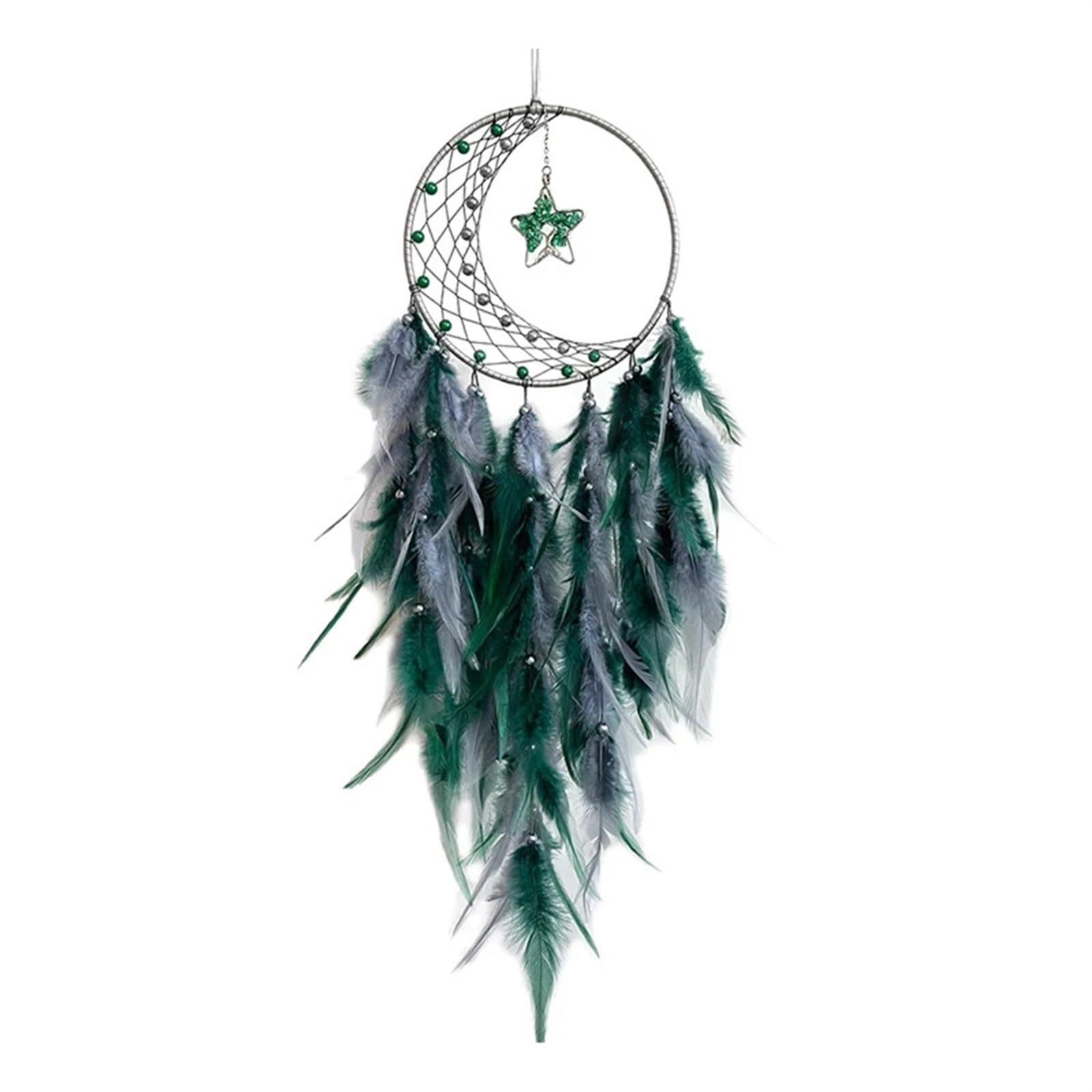 Dream Catchers Feather Dream Catcher For Bedroom, With Star Pendant, For Wall Hanging Craft Gifts(Green)