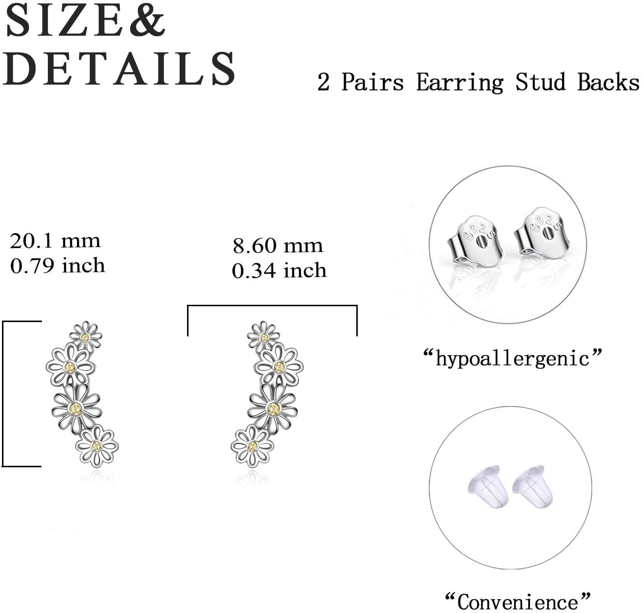 POPLYKE 925 Sterling Silver Ear Climber Earrings Studs Paw Daisy Earrings for Women Leaf Crawler Earring Cuff Earrings - Image 6