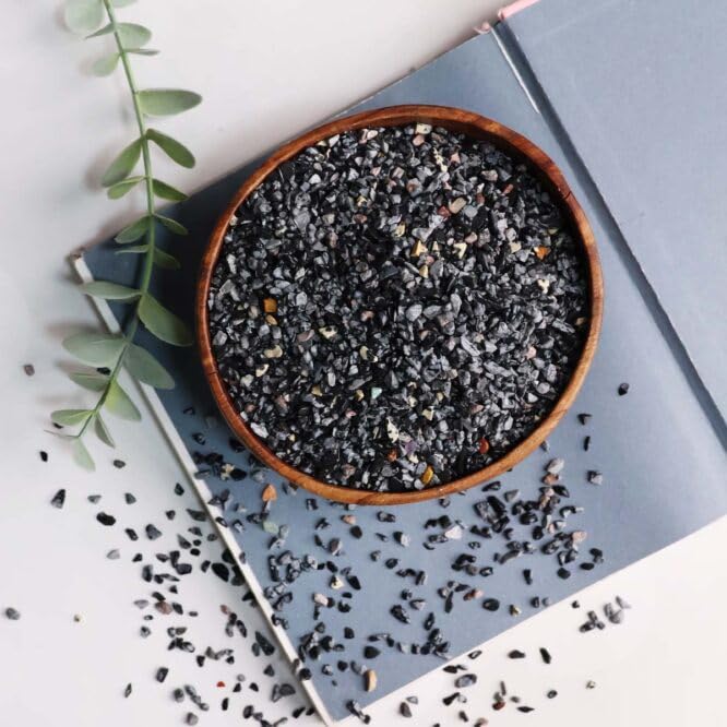 Image of Natural Snowflake Obsidian Crystal Chips Stone 50 Gm for Reiki, Meditation, Vastu & Feng Shui | Polished Gemstone Chips for Home Decor, Jewellery Making, Resin Art & Craft