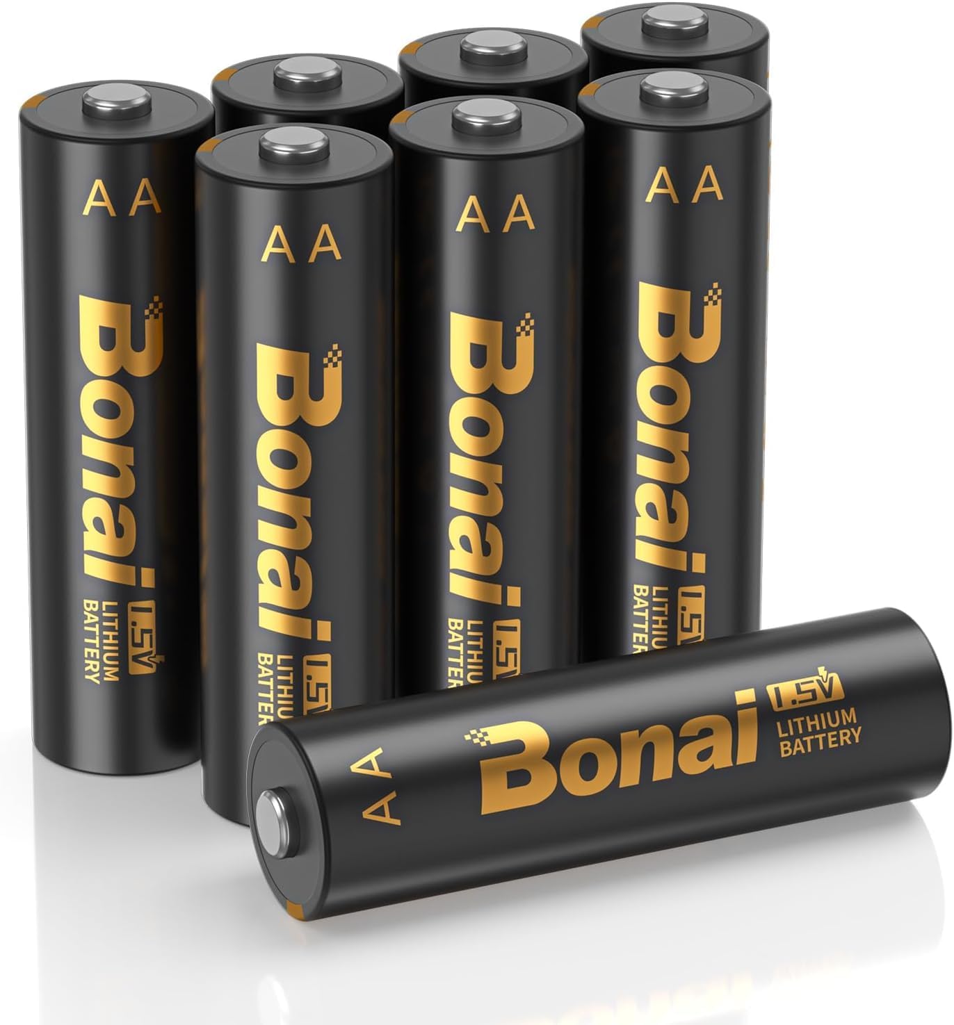 BONAI AA Lithium Batteries Pack of 8, Long Lasting Lithium AA Battery ...
