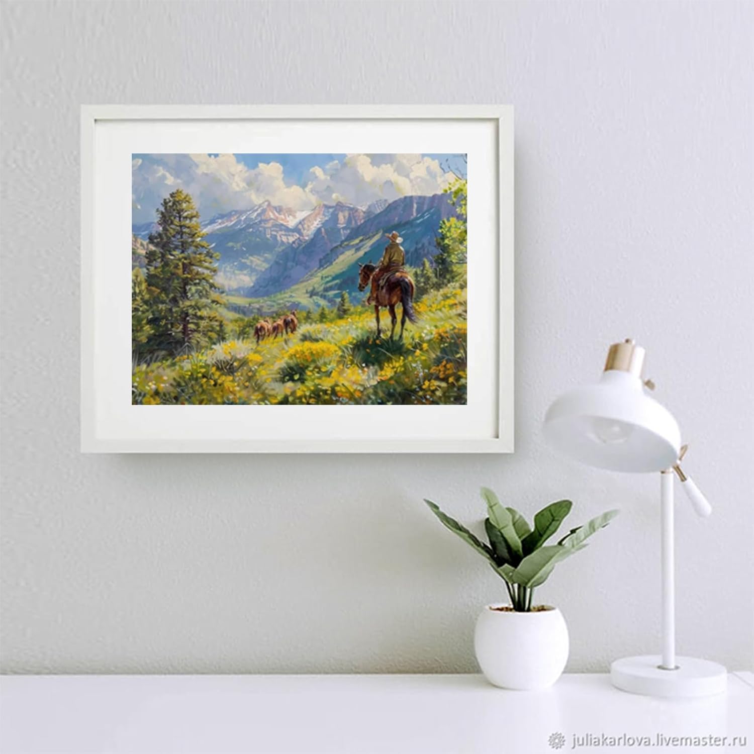 QAZWSX Diamond Painting Cowboy Poet Spring 5D Adults and Beginners Full Diamond Kit, Circular Crystal Cross Stitch Art New Hobbies, Home Decor Room Decor 12x16 inch