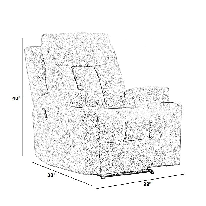 Image of Torque - Clinton 1 Seater Fabric Manual Recliner | Recliner Sofa /Chair for Living Room, Bedroom, Office (Grey) | 1 Year Warranty