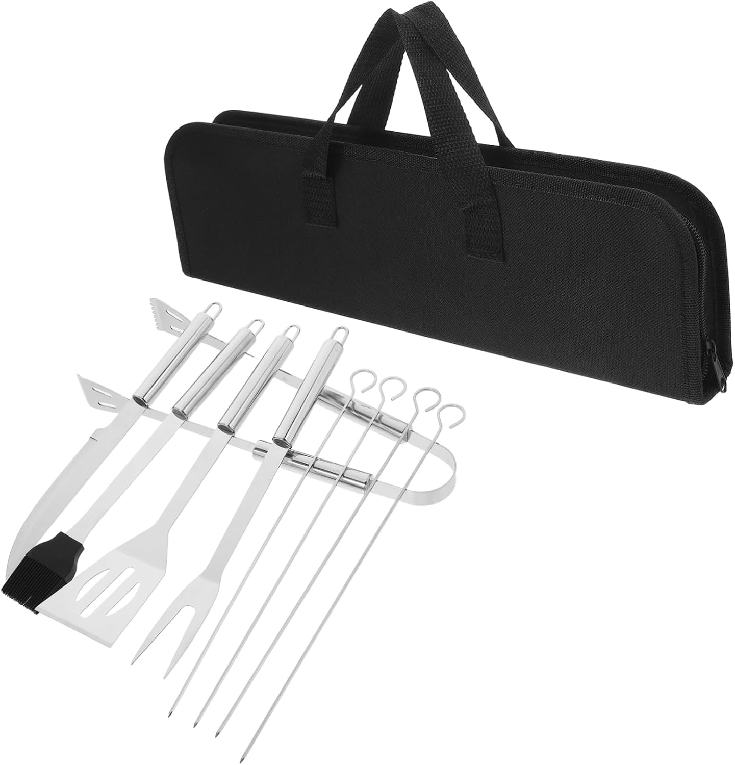 9 Piece Stainless Steel BBQ Grill Tool Set for Camping Smoking