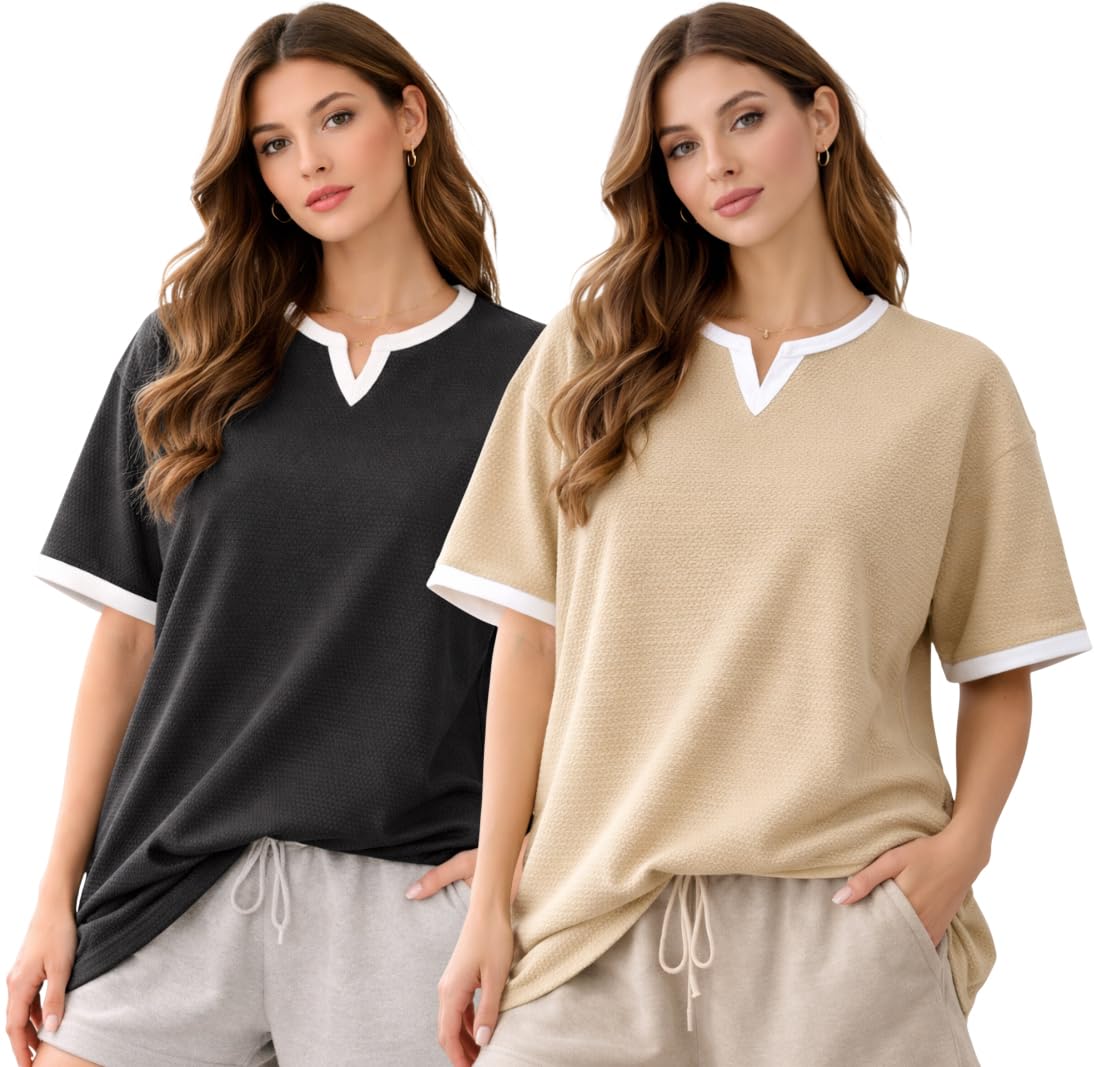 rodzen Women's Polycotton Half Sleeve Solid V-Neck Relaxed Fit T Shirt-picture-47