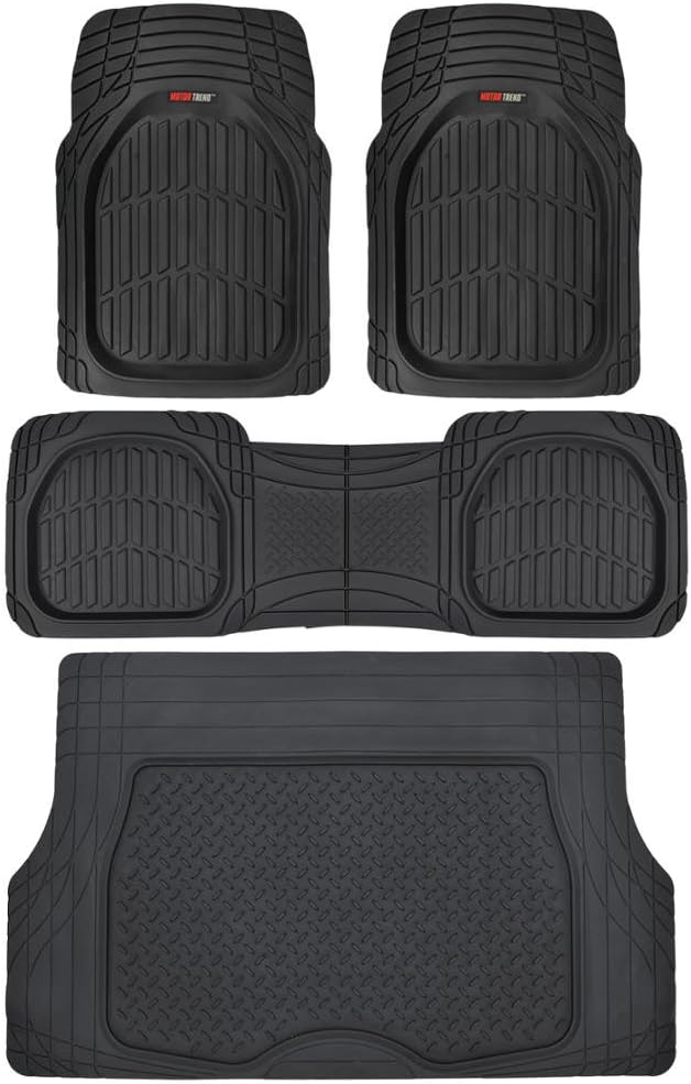 Motor Trend FlexTough Performance All Weather Rubber Car Floor Mats - 3 Piece Floor Mats Automotive Liners For Cars Truck SUV, Heavy-Duty Waterproof (Black) In | Whizz Floor Mats - Foto 11