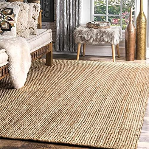 Buy HOMDECLOYAL ® Jute Braided Natural Rug Hand Woven & Reversible for