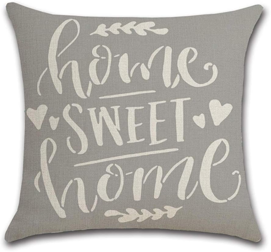 Grey Geometric Throw Pillow Covers Set of 4, 18 x 18 Inch Decorative Geometric Cotton Linen Pillow Covers，Modern Geometric Pattern Printed Home Decorative Pillow Case for Sofa Car Bedroom