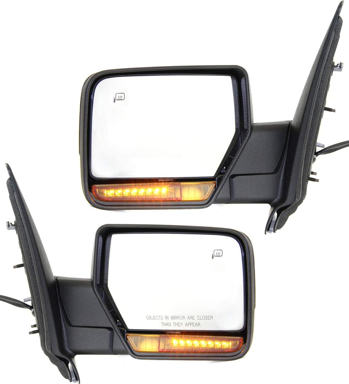 Kool Vue Driver & Passenger Side Power Heated Mirrors for Ford Expedition 2007-2011 With Signal Light, Memory & Puddle Lamp Textured