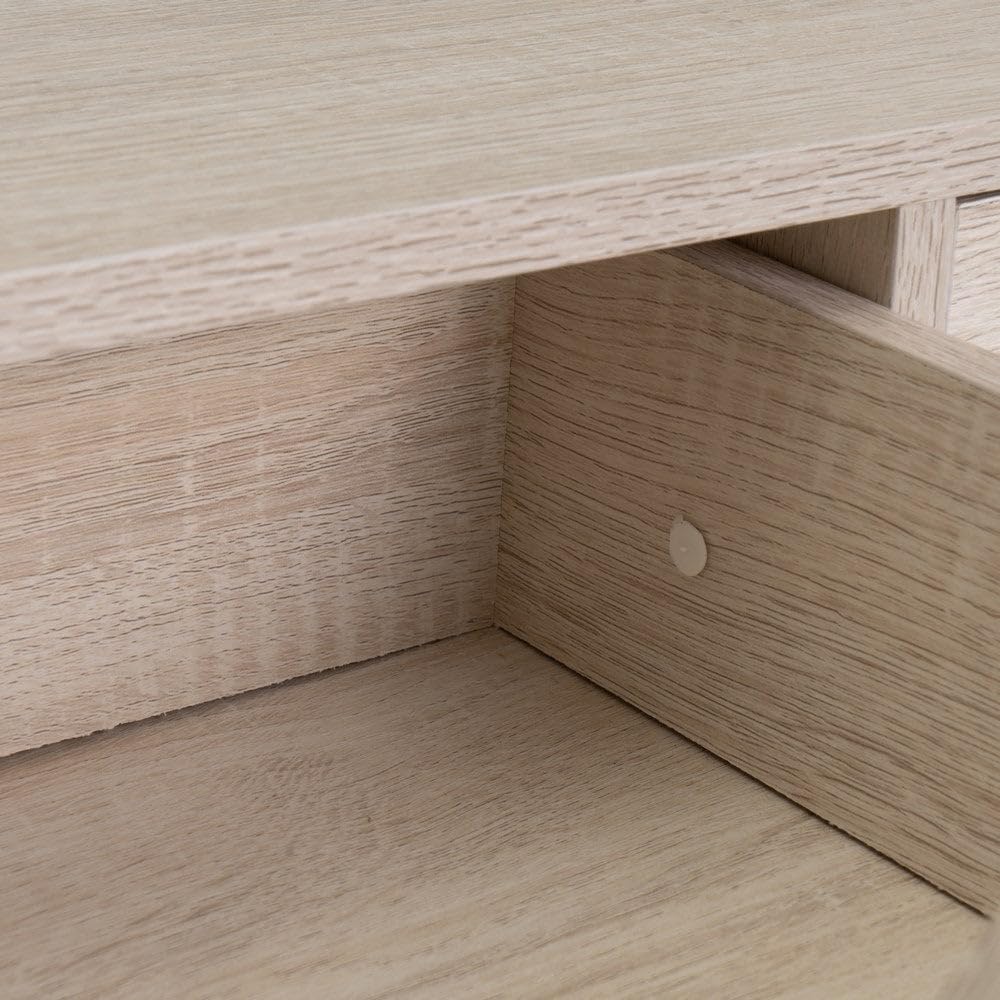 Consola recibidor Urban 2 cajones de metal y madera blanco de 80x30x75 cm | Mueble auxiliar estrecho con 2 cajones y una balda inferior de almacenaje. Para recibidor, entrada o salón