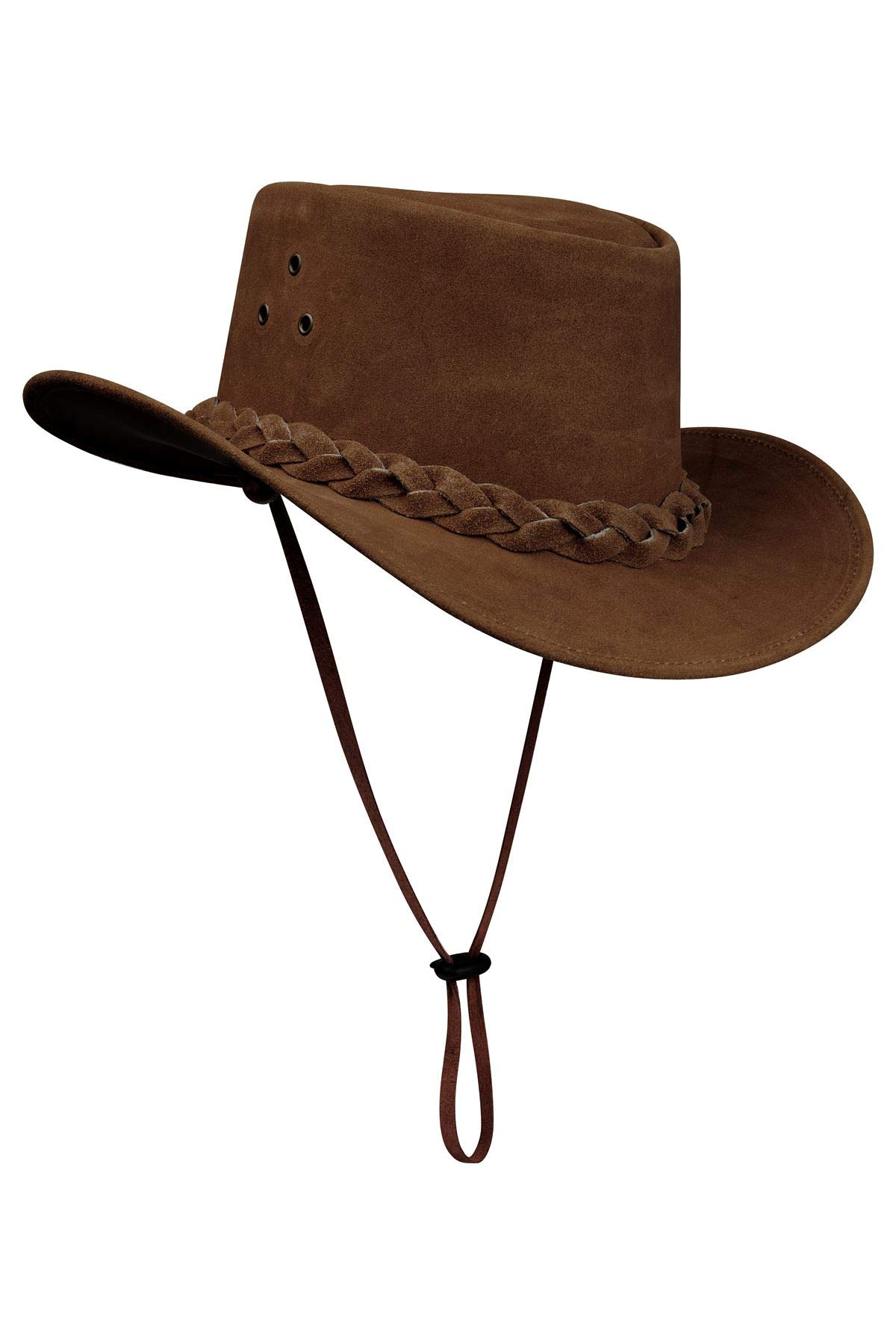 TruClothing.com Cappello Cowboy Unisex in Pelle Vera Scamosciata Stile Classico Australiano