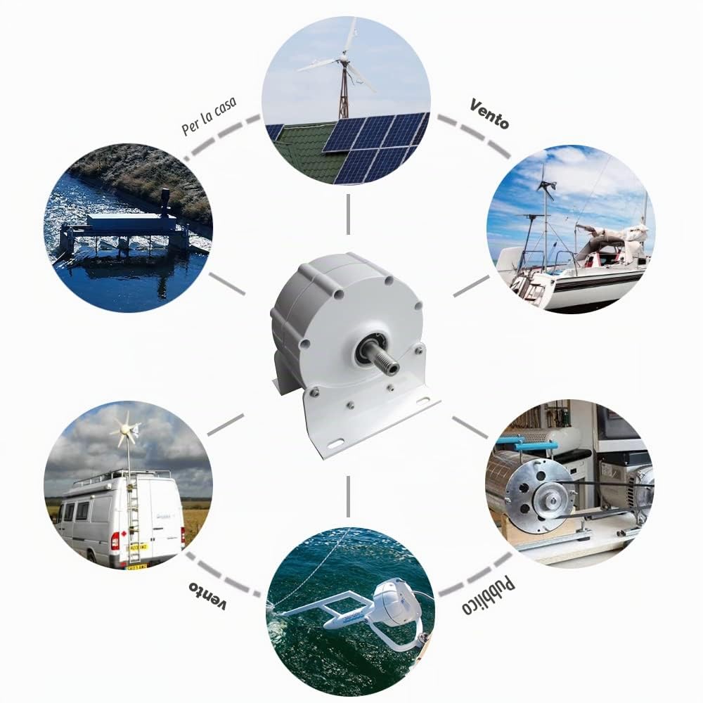 12000W Nuovo Generatore di Magneti Permanenti Senza Ingranaggi, Nessun Generatore di Magneti Permanente per Permanente 12V 24V 48V per Generatori E Turbine A Vento (Bianco, con Base)