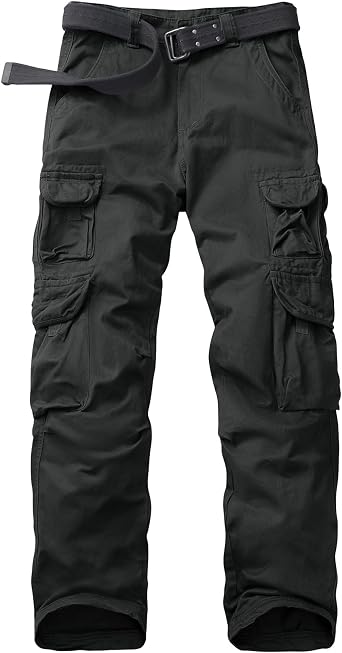 Mens Cargo Pants Cotton Ripstop Hiking Work Pants Comfort Casual Outdoor Pants with Multi Pockets