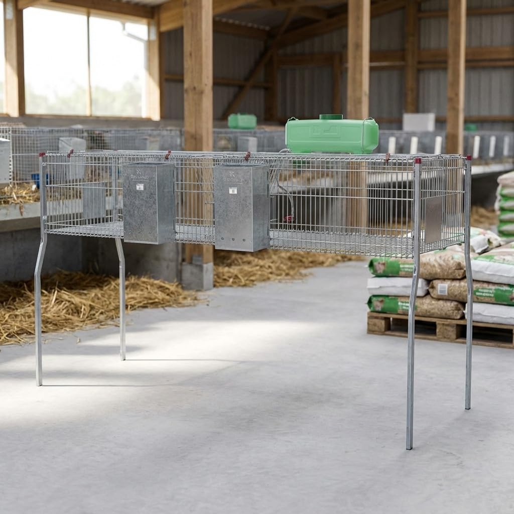 Suinga Gabbia per conigli a 2 reparti e pavimento in metallo, 200 x 62 x 99 cm