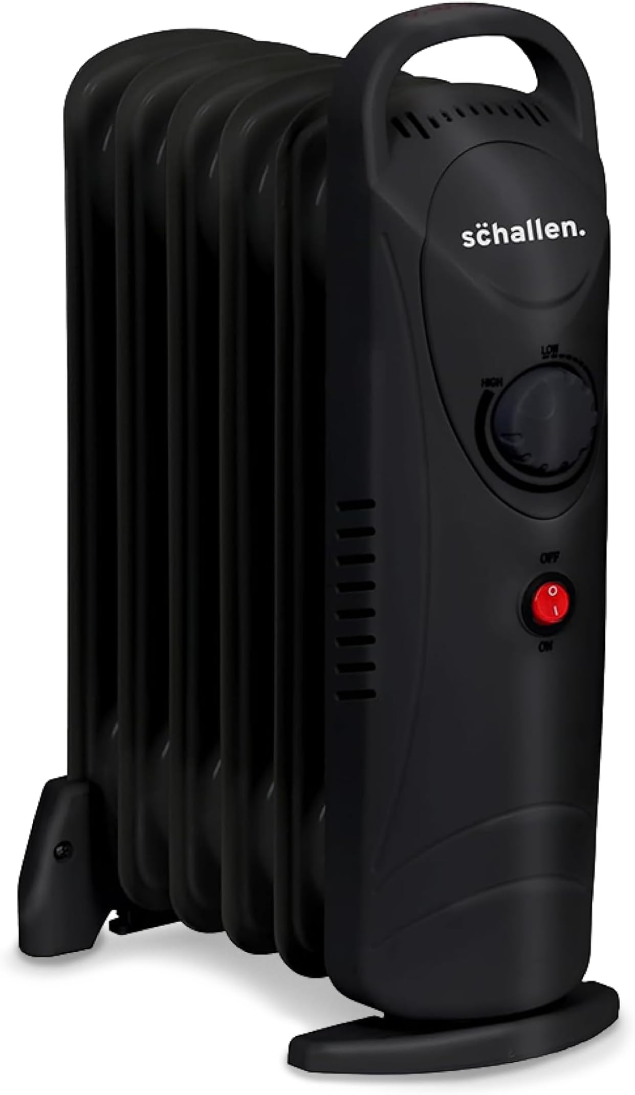 Schallen 800W 6 Fins Black Portable Electric Slim Oil Filled Radiator Heater with Adjustable Temperature Thermostat, Modern Fast Home Heating (Black, 800W)