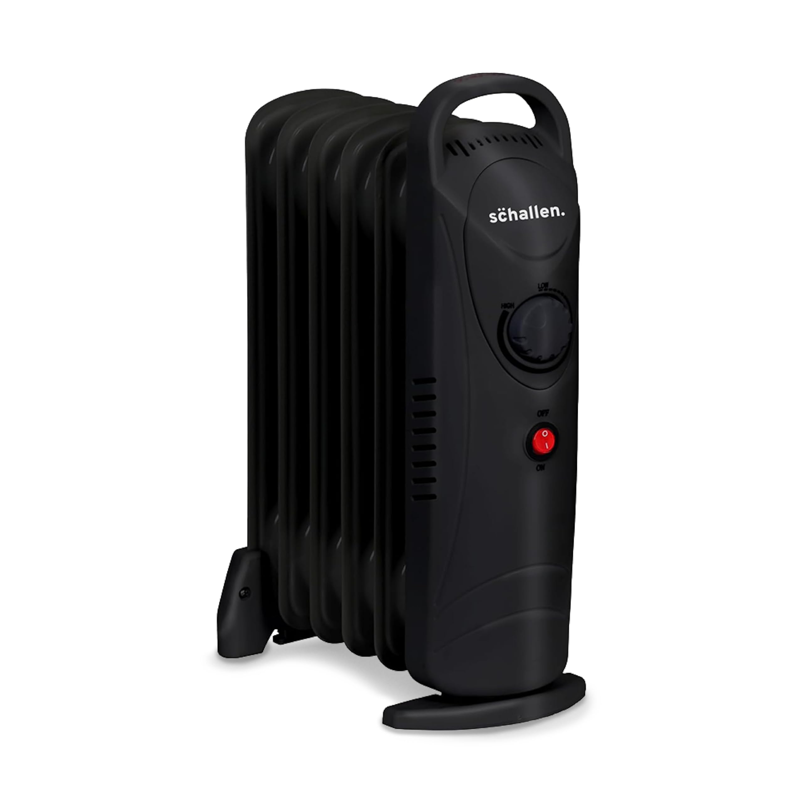 800W 6 Fins Black Portable Electric Slim Oil Filled Radiator Heater with Adjustable Temperature Thermostat, Modern Fast Home Heating (Black, 800W)