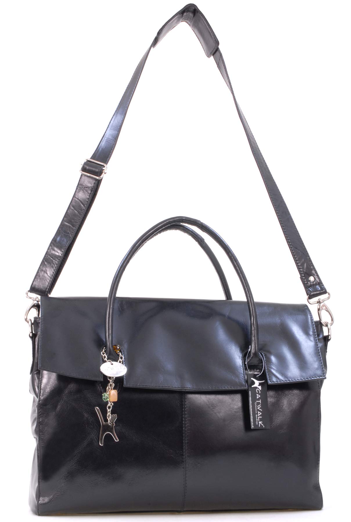 Catwalk Collection Handbags - Bolso Ordenador Portatil Mujer Piel - Bolso Bandolera Grande de Trabajo - Maletín con Funda Acolchada - Helena