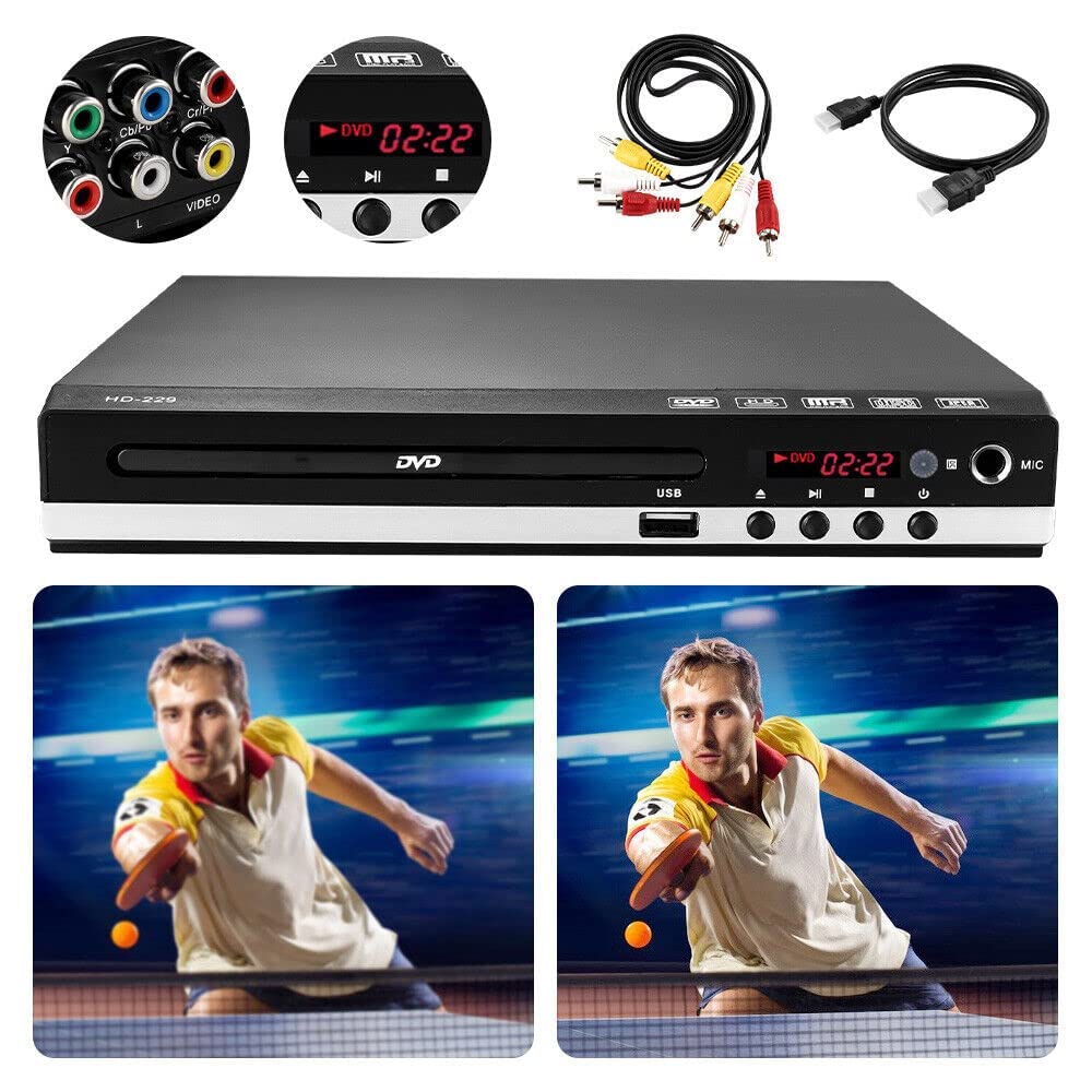 ColdShine DVD-Player für TV mit HDMI/AV Ausgang USB Eingang und Fehlerkorrektur 1080P Upscaling PAL/NTSC-System DVD CD-Player