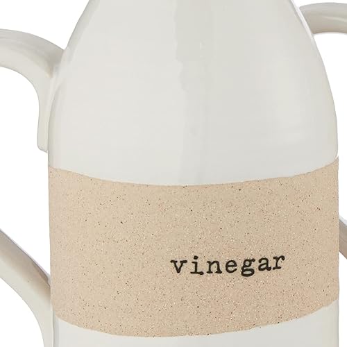 Miniatura 4 de Mud Pie Juego de aceite y vinagre de gres, decantador 8" x 3" | caja 1 1/2" x 7", blanco