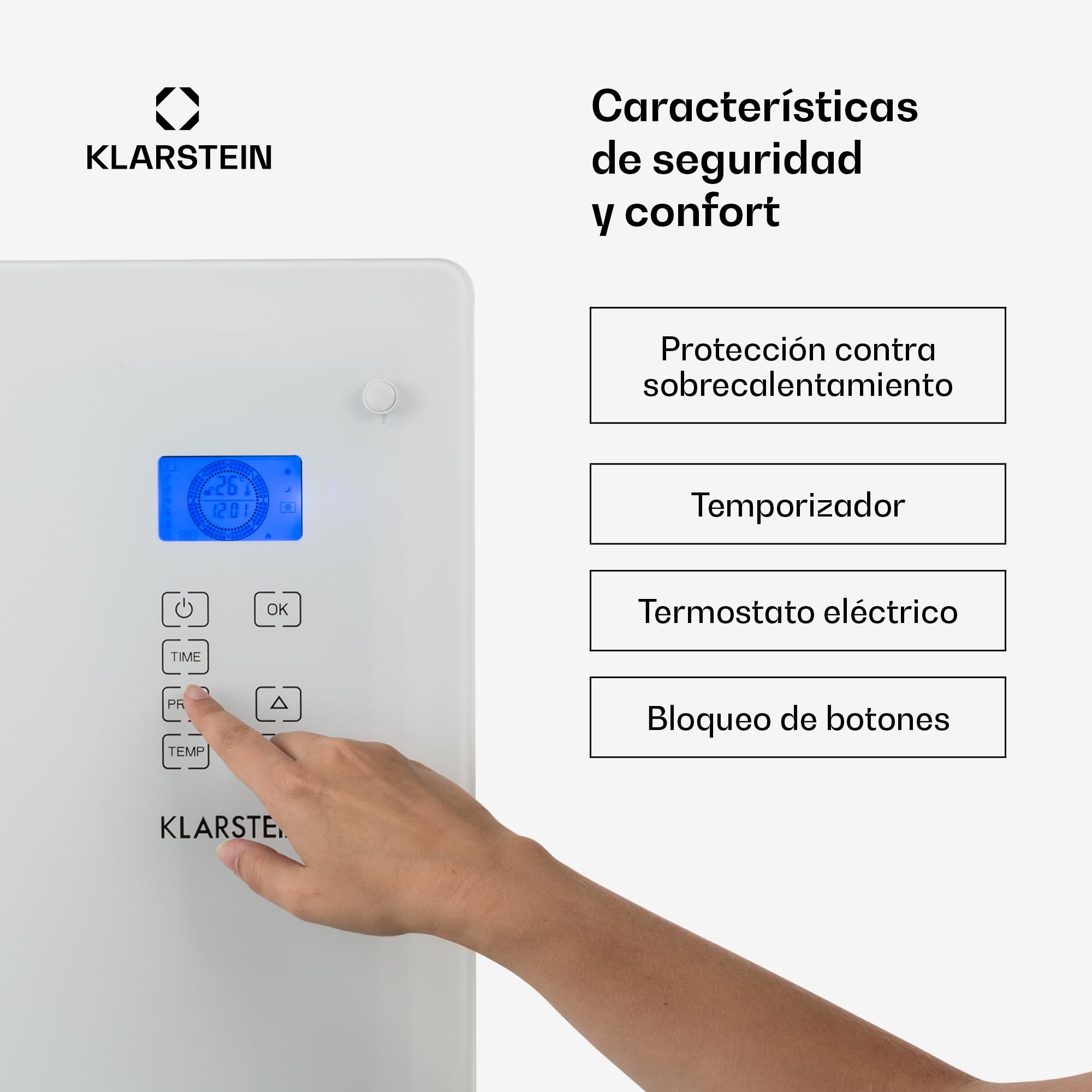 Klarstein Radiadores Bajo Consumo Electricos para Casa, Estufa Electrica de 2000W con Ruedas, Radiador Electrico Silencioso, Portátil y Delgado, Estufas con Panel para Pared, Pantalla y Termostato