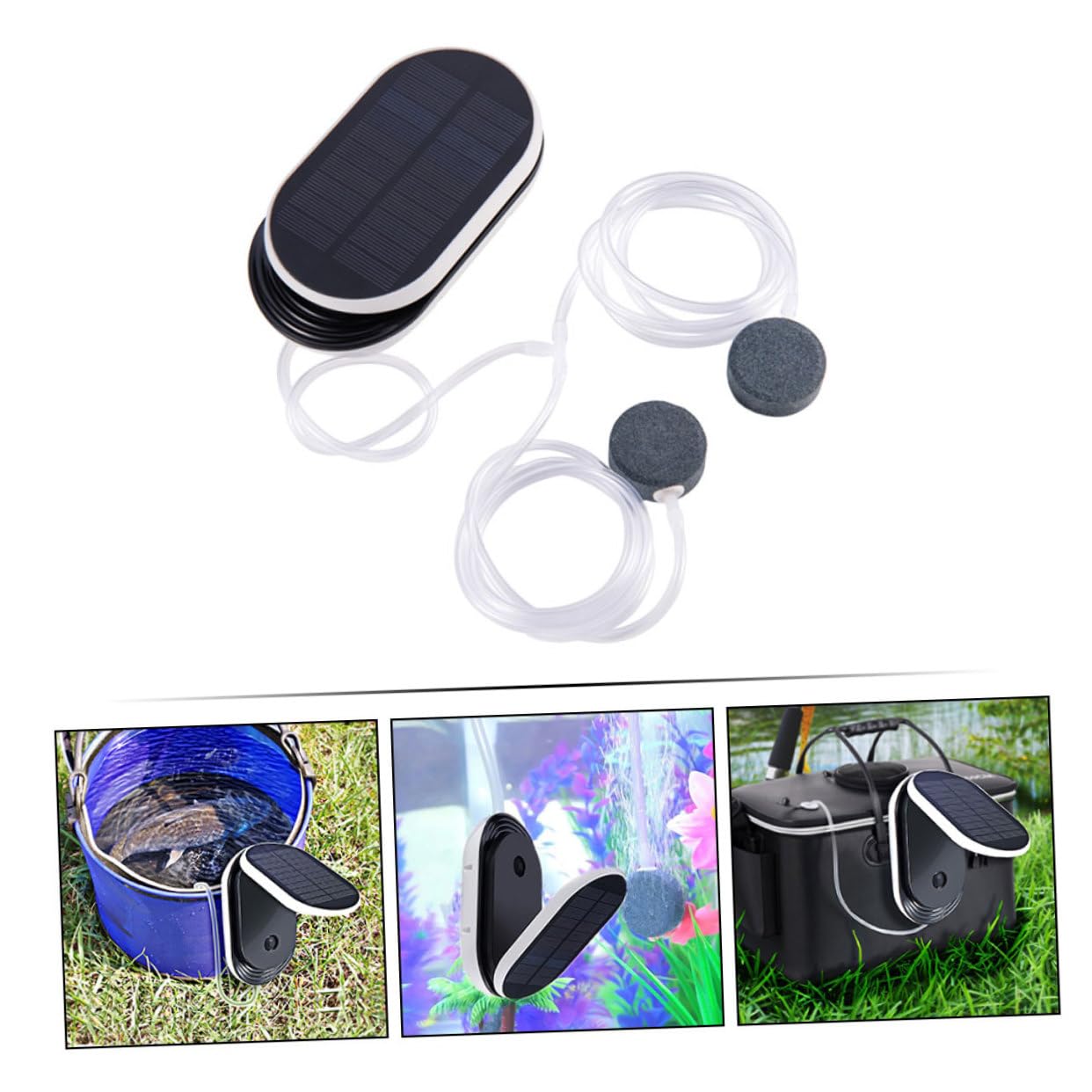 POPETPOP Pompa Solare di Ossigeno Portatile Aeratore per Acquari e Laghetti 3600mah 3 Modalità di Funzionamento Leggera e Silenziosa per Pesca e Giardino