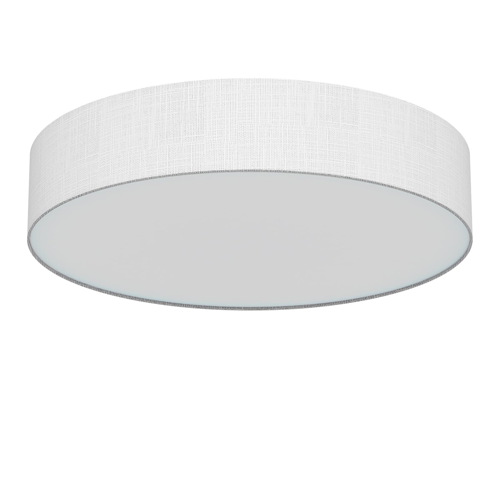 LQWELL Deckenlampe Stoff, Deckenleuchte Rund mit Leinen Lampenschirm, E27 Fassung x 6, max.40W, Ø60cm x H10cm, Grau, für Wohnzimmerlampe Schlafzimmerlampe Deckenbeleuchtung