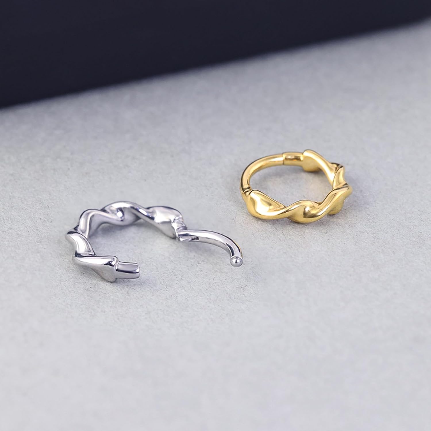 16g Twist Septum Ring Hoops: Surgical Steel Nose Rings, Hinged Segment Nose Lips Helix Cartilage Clicker Hoop Earrings Daith Piercing Rings for Women Men 8mm 10mm - Image 7