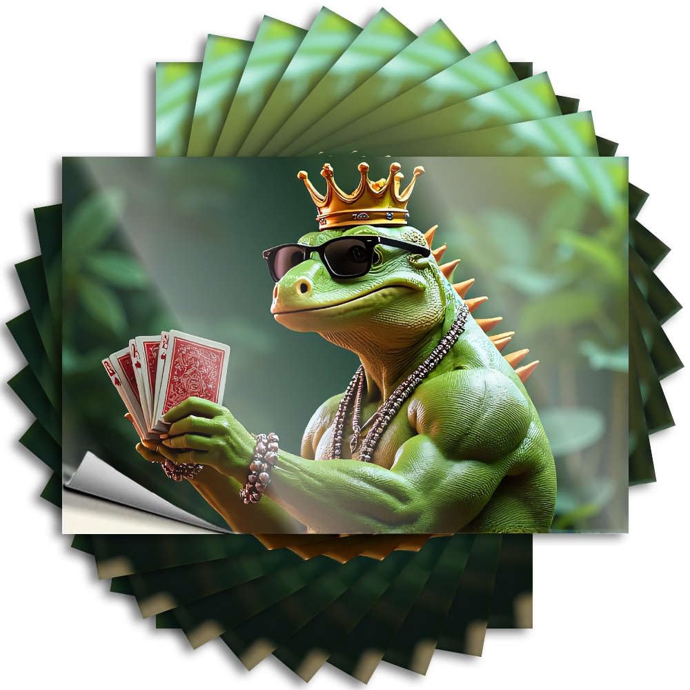 A Crowned, Sunglasses-Wearing Frog Holds Playing Cards. Funny Garden Decor Gamers DIY | Funny Decal Window Removable Vinyl Sticker Decal(12X18CM)
