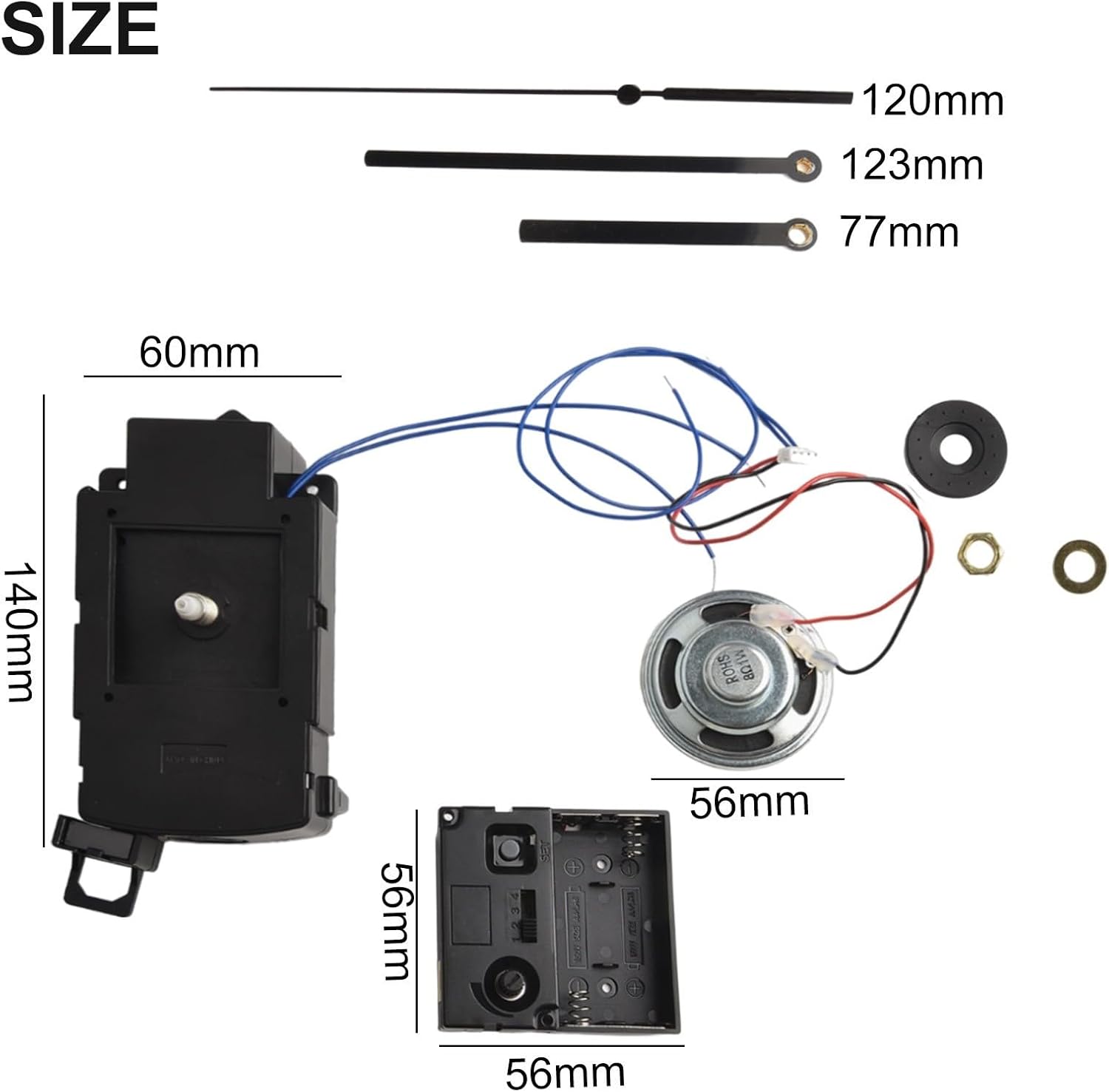 Quartz Clock Movement Mechanism, with Hands Silent Music Box Mechanism Kits Repair Tool Parts Making Long Shaft DIY Accessory for Clock Repair Replacement