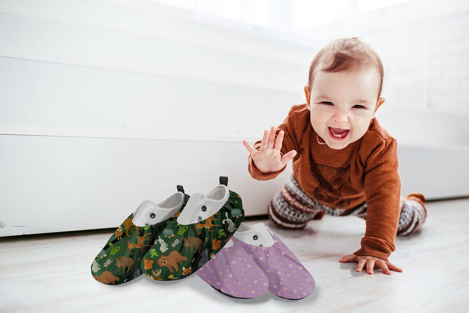 Ferocity Couvre-Chaussures Réutilisables Hydrofuges Protège Antidérapants et Lavables pour Enfants Adulte en Polyester de Haute Qualité avec Colorés x5 [142]