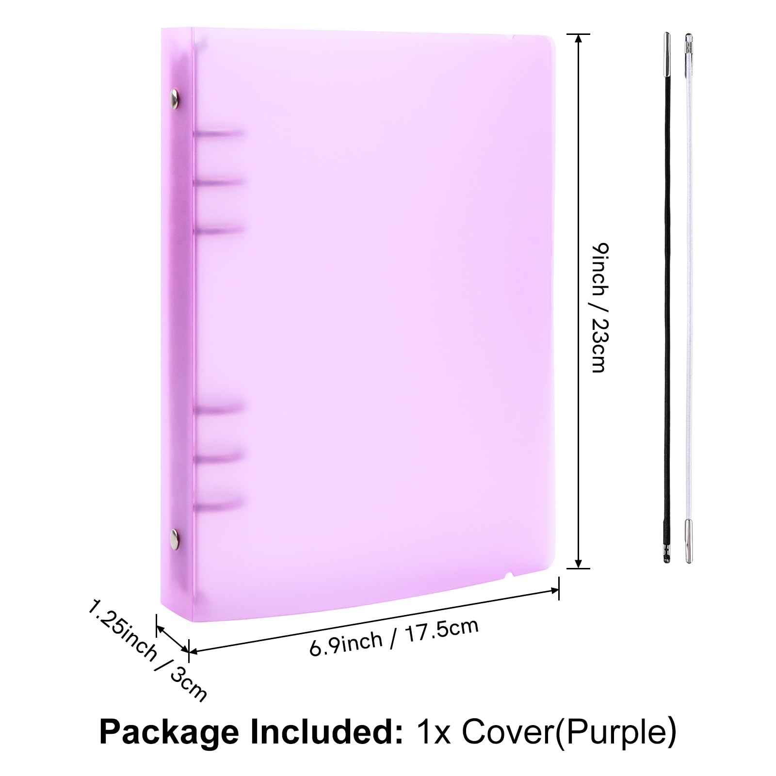 OTCRAFT A5 6 Ring Binder Cover Clean Transparent Soft PVC for Refillable Notebook Shell withMatte surfaceforStamp & Die Storage (Purple) - Image 2
