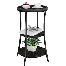 YINMIT Small Round Side Table, 3-Tier Wood End Table, Corner Accent Table