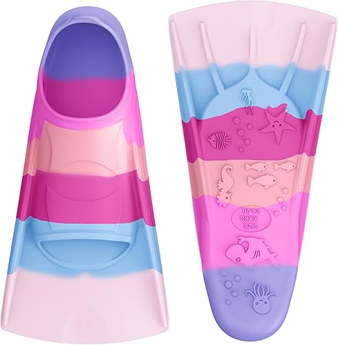 Miniatura 15 de Gintenco Aletas de Natación, Aletas de Entrenamiento de Natación para Niños para Natación de Vueltas, Aletas de Tamaño de Viaje con Bolsa de Malla,