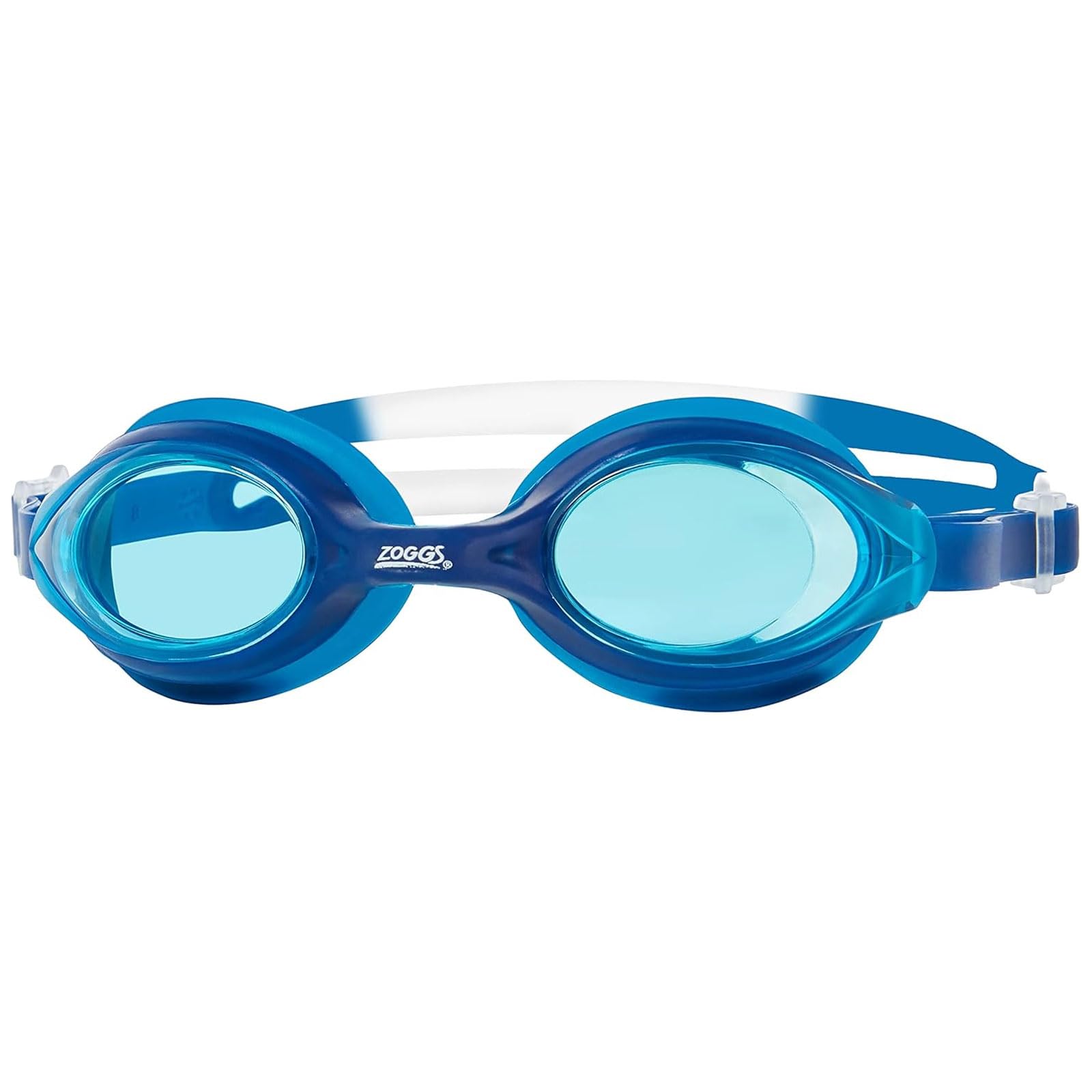 Zoggs Unisex Adults Bondi Anti-Fog Swimming Goggles with UV Protection | Soft Silicone Gasket & Adjustable Split Yoke Strap, Navy/White - Tint Blue Lens
