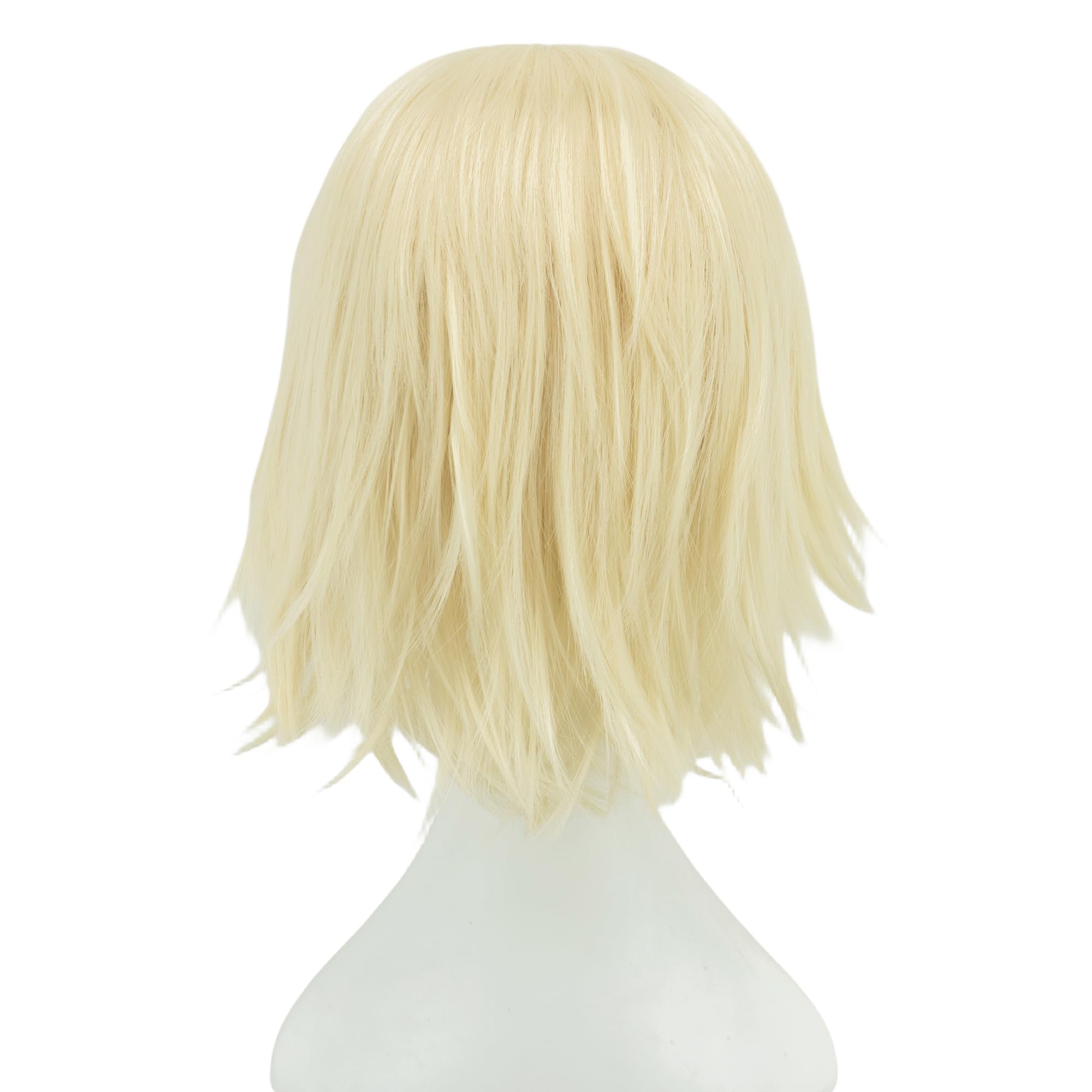 IMISSU Unisex Short Hair Party Wig with Bangs Halloween Costume Wigs (Blonde) - Image 3